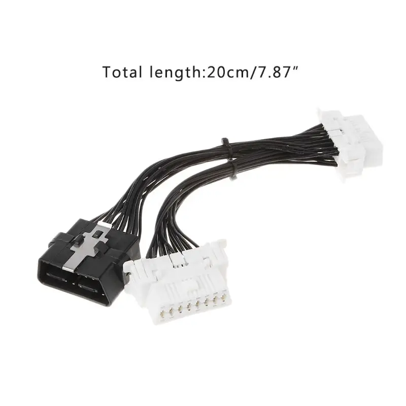 16 pin OBD2 OBD 2 OBDii Splitter Extension Cable one Male to Two Female Y Cable for ELM327