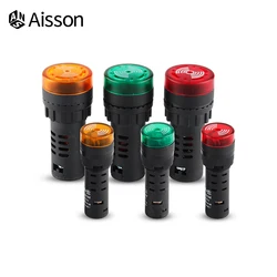 AD16-22SM Flash Signal Light LED Active Buzzer Beep Alarm Indicator 12V 24V 220V 16mm Red Green Yellow