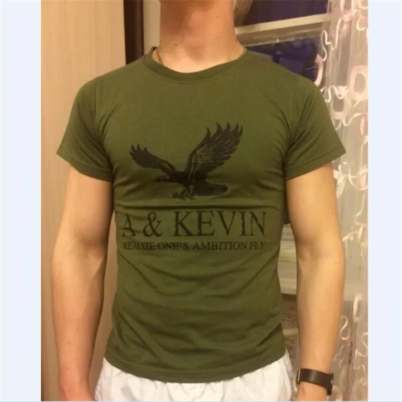 New Pure cotton Short brand T Shirt Men\'s large size T Shirt Slim Fit Fashion Eagle Printed t-shirt men plus Size S -5XL