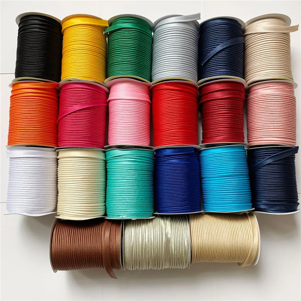 12mm 20Yds 1-64Colors Satin Bias Piping Cord Handmade For DIY Garment Sewing And Trimming cord high quality and 100% cotton rope