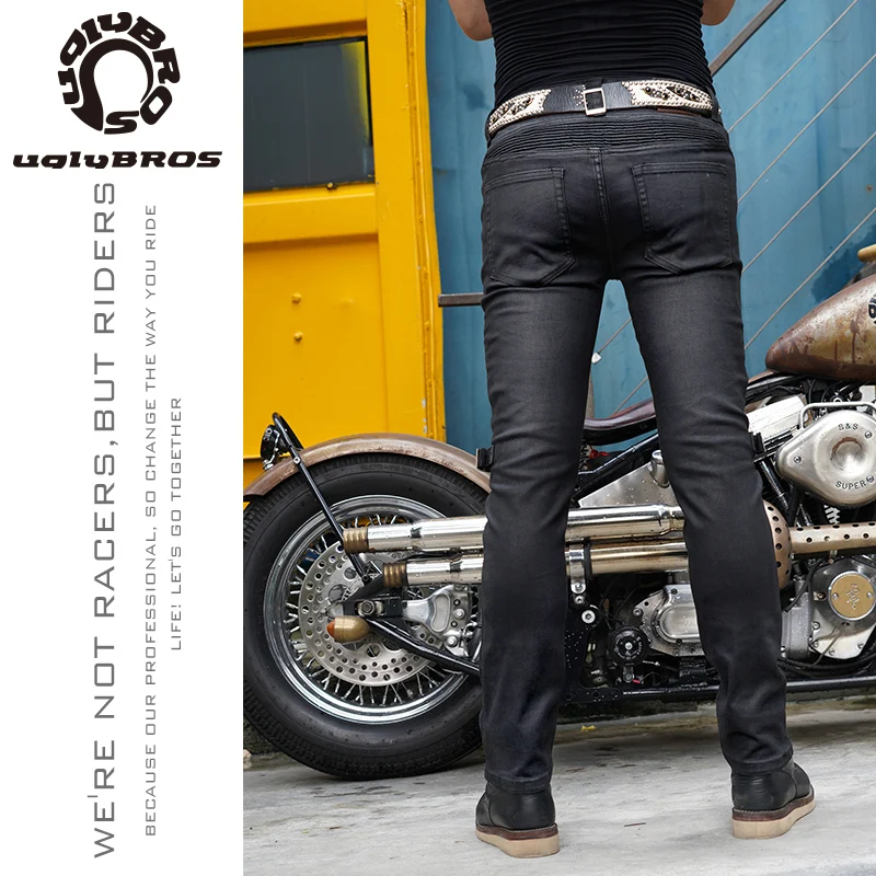 Uglybros Oil Wax Coated Windproof Motorcycle Pants Men's Motorcycle Riding Jeans Vaqueros Protectores Moto Pantalons  motocross