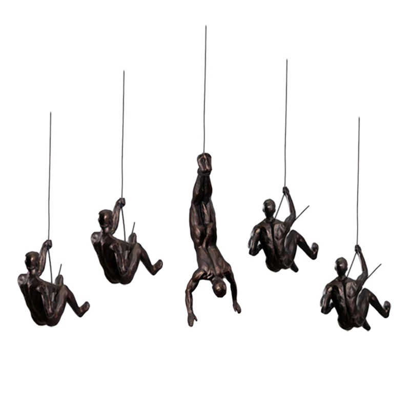 Resin Wall Mounted Hang Rock Climbing Figure Climber Sports Statue Decorative Ornament Office Bar Home Room Decoration Gift
