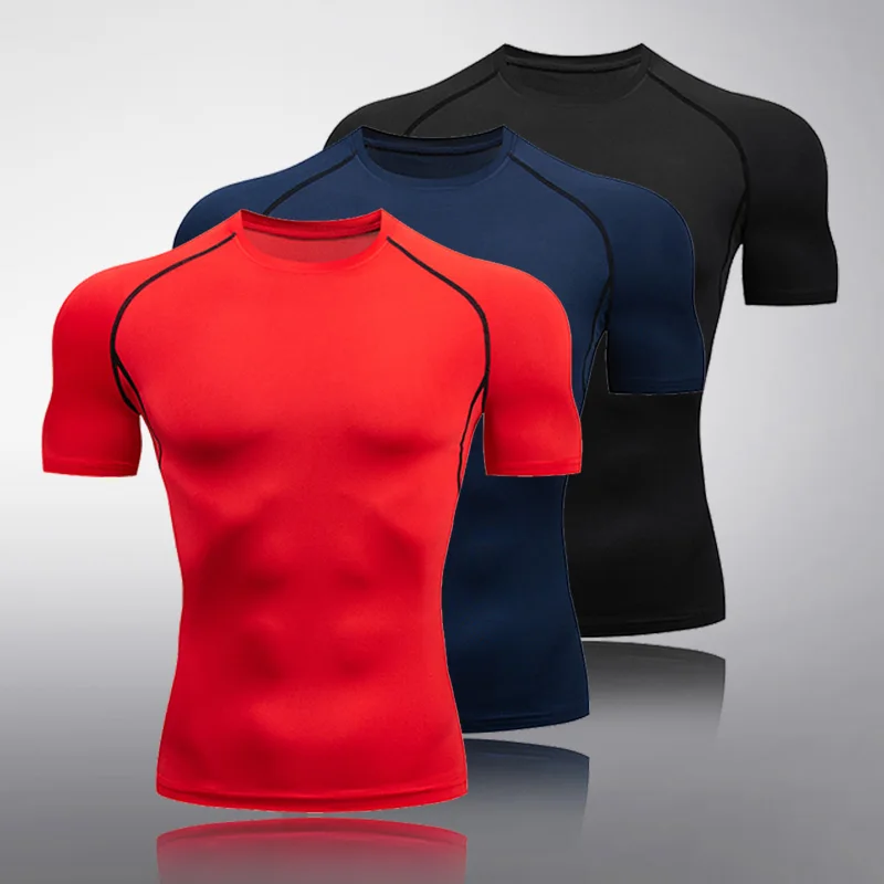 Gym T-shirt Men Running Shirts Compression Short Sleeves Sports Top Sun Protection Base Layer Skin rashgarda MMA Long Sleeves