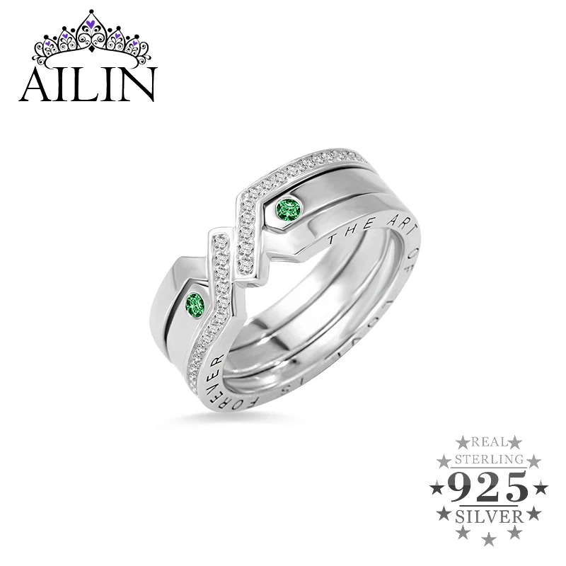 AILIN 2020 New Removable Couple Rings 925 Silver Custom Birthstone Rings For Women Personalised Jewelry Lovers's Gifts