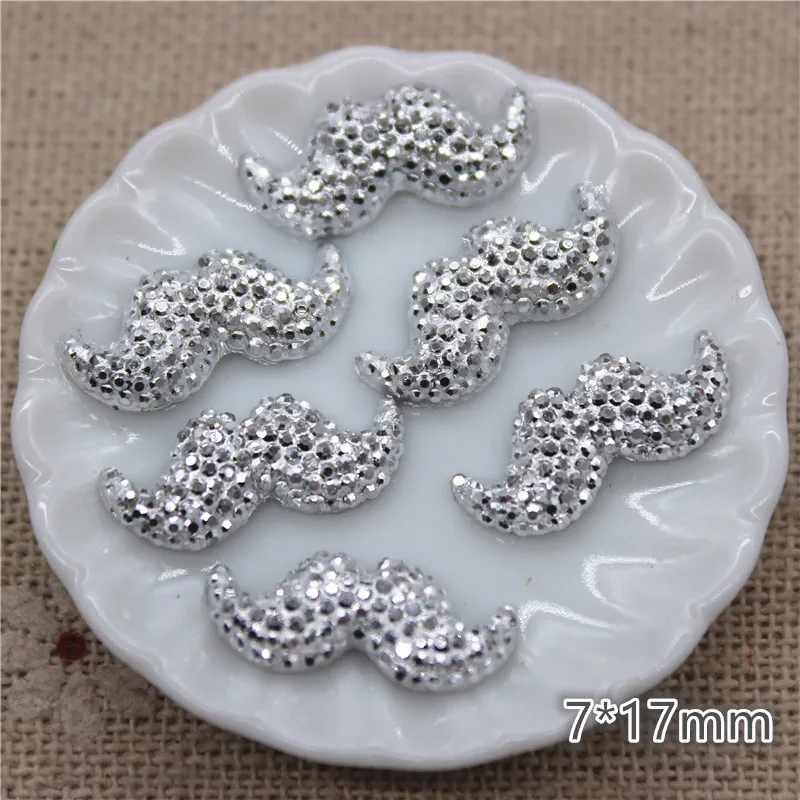 100pcs Bling Silver Round/Star/Heart/Flower/Beard Resin Rhinestone Flatback Cabochon DIY Craft Accessories