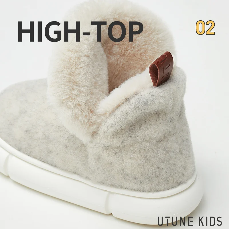 UTUNE KIDS Mädchen-Schneestiefel, warme Plüsch-Innenschuhe für Kinder, EVA-Plattform, Filz, solide Jungen-Stiefel, rutschfeste Außenschuhe