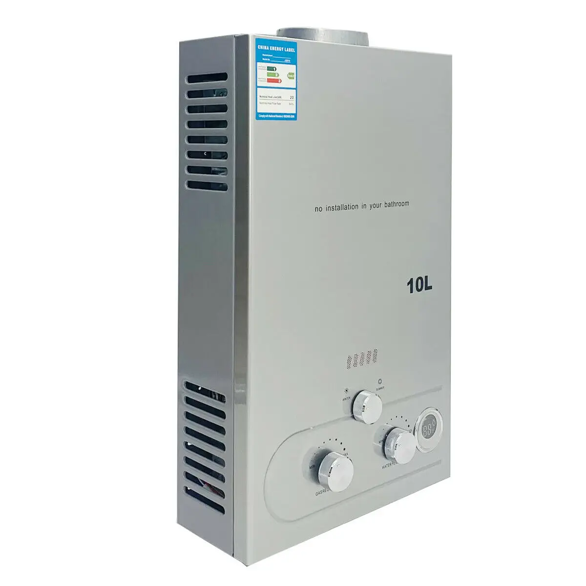 10L 20KW LPG Tankless Natural Gas Water Heater Boiler Tankless Air Panas Instan Pemanas Rumah Shower dengan Shower Kepala Kit 2.64GPM