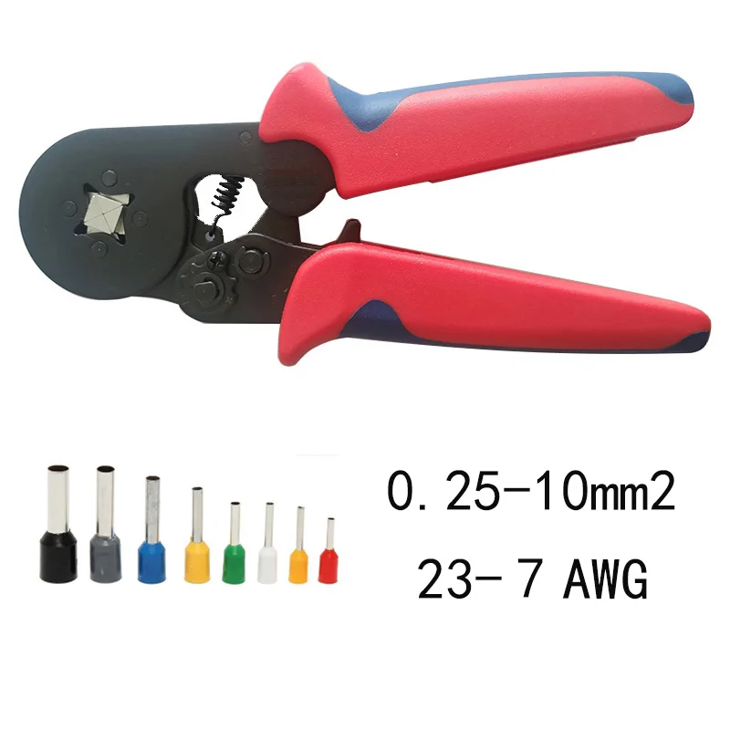 Tubular Terminal Crimper 0.25-10mm 23-7AWG Electrical Crimping Pliers Hand Tools Set HSC8 6-4