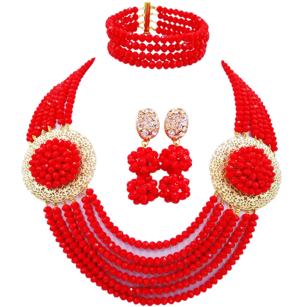 

swell opaque red african wedding beads crystal bead nigerian jewelry set