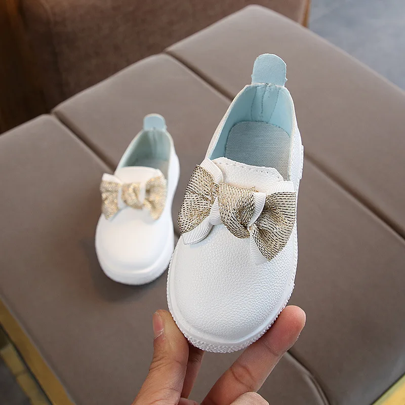 Baby Girl Fashion Bow Spring Autumn Casual Shoes Children 2020 Princess Pu Leather Sport Toddler Kids Sneakers 1 2 3 4 5 6 Year