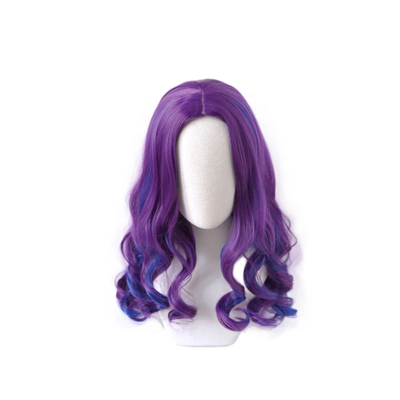 Mal Wig Cosplay Costume Descendants 3 Heat Resistant Synthetic Hair Women Fashion Curly Wigs + Wig Cap