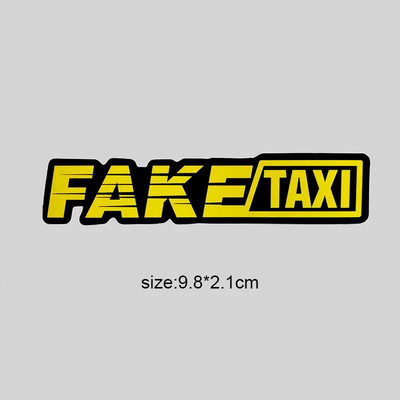 Three Ratels 50pcs Yellow Fake Taxi Logo Pvc Waterproof Window Laptop Trunk Auto Motorcycle Car Sticker And Decals