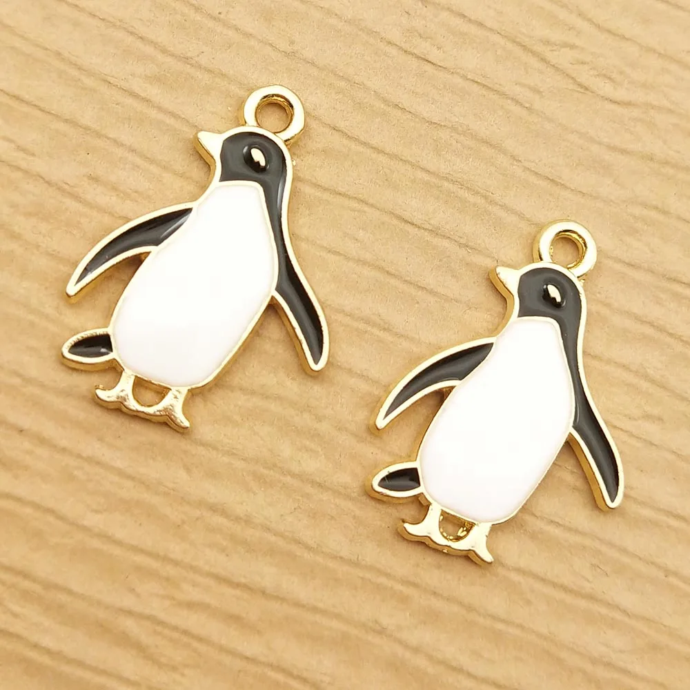 10pcs Enamel Penguin Charm for Jewelry Making Cute Earring Animal Pendant Bracelet Necklace Accessories Diy Craft Supplies Metal