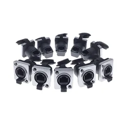 10 piece RJ45 Waterproof Network Connector with Rubber cover IP65 8p8c D type Panel Mount Socket RJ45 Ethernet Connector