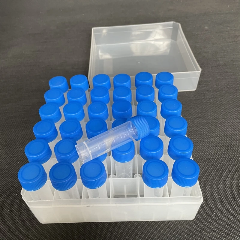 Tubo de congelación de plástico, almacenamiento criovial, 5ml, 36 rejillas de ventilación, 36 unids/lote por caja