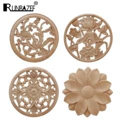 RUNBAZEF Onlay Wood Applique Decal Corner Home Cabinet Window Unpainted Antique Modern Ornamental European Decoration Wooden