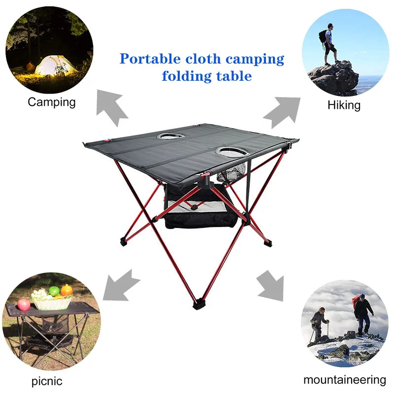 Ultralight Cloth Camping Folding Table with Water Cup Holder for Hiking ,Picnic  & Fishing