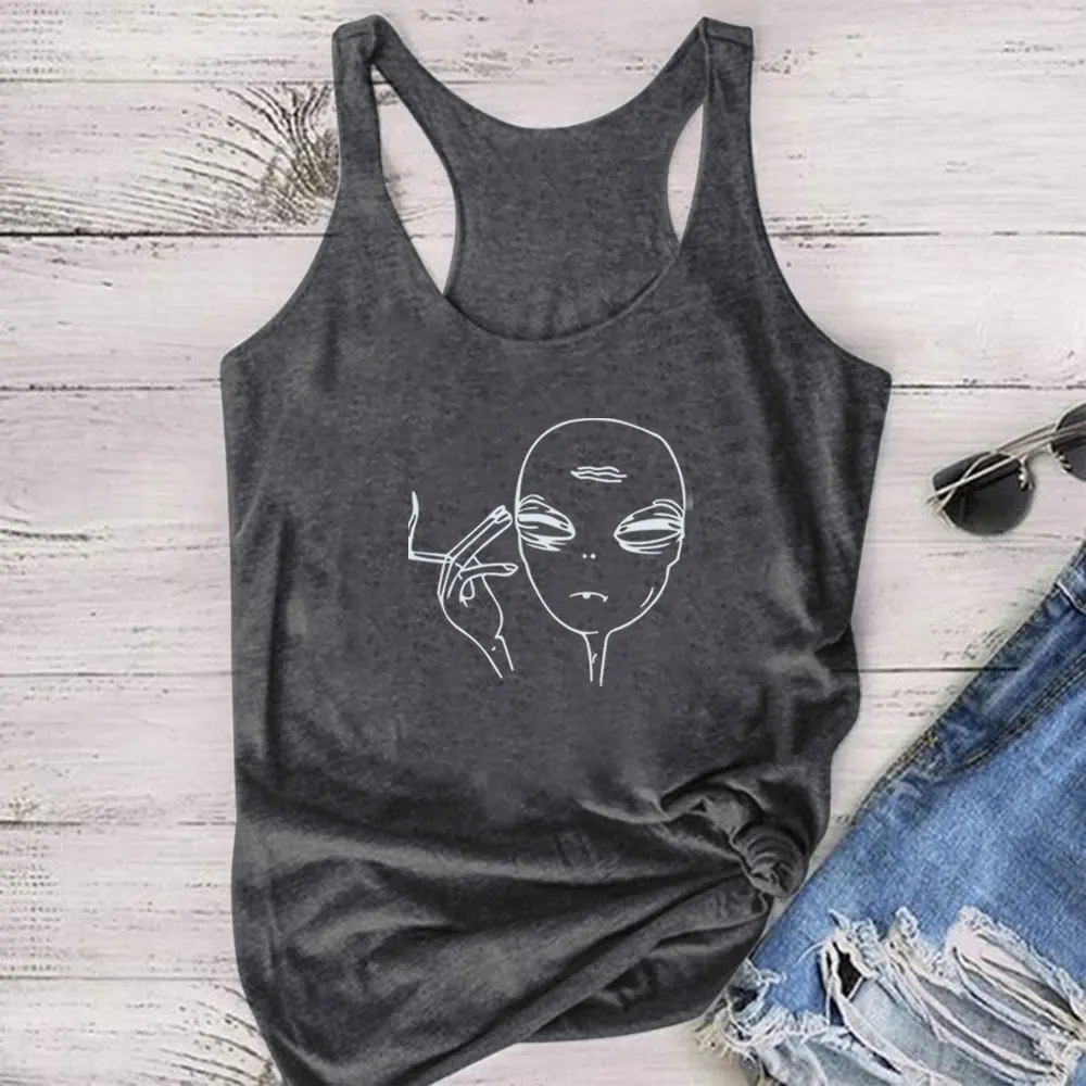 Frauen ärmellose Sommer weste für Mädchen Grafik Tanktops plus Größe Ropa Mujer Frau raucht bedrucktes Tanktop