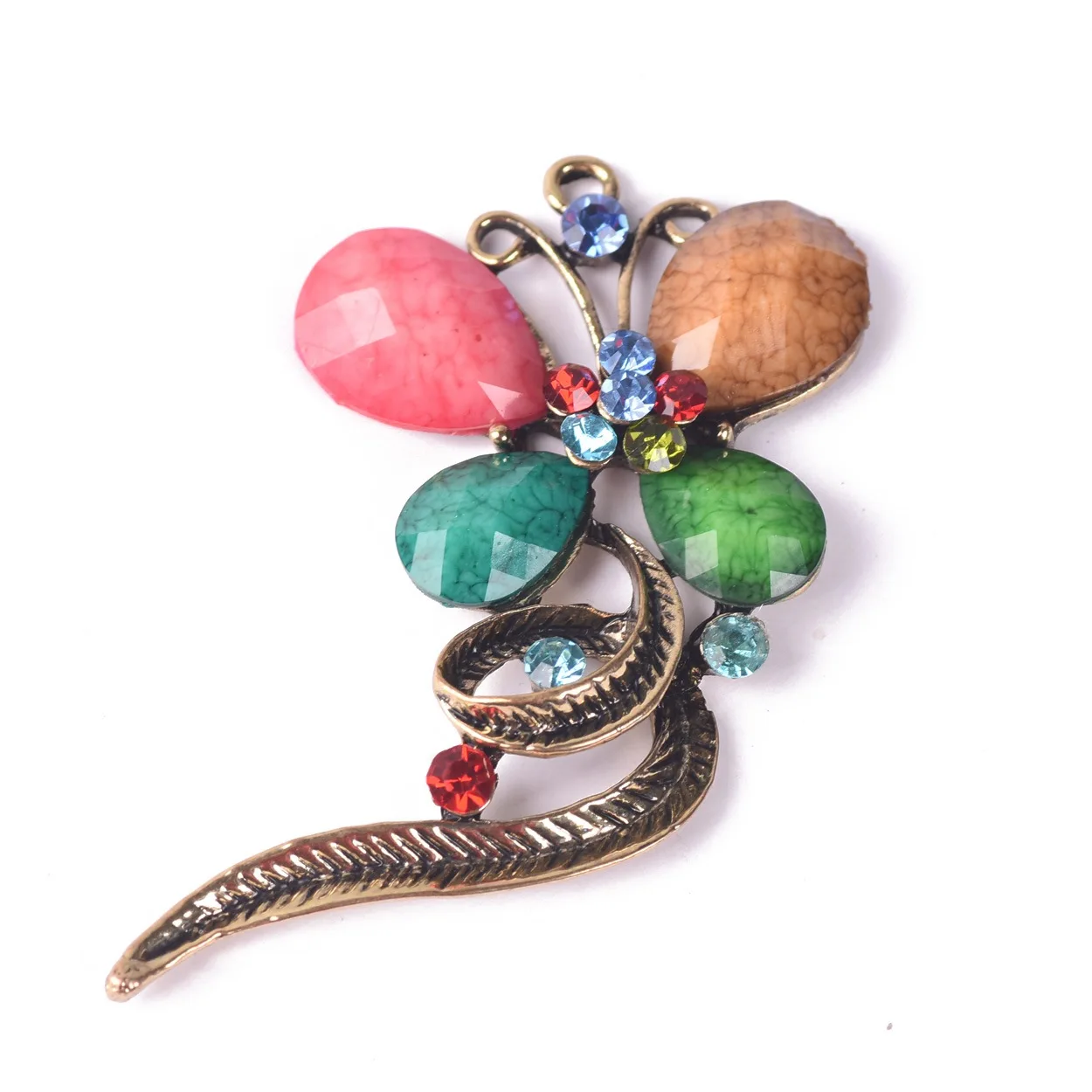 1pcs Colorful Butterfly Shape 55x6cm Alloy Metal & Glass Charm Pendant for Jewelry Making DIY Crafts Findings