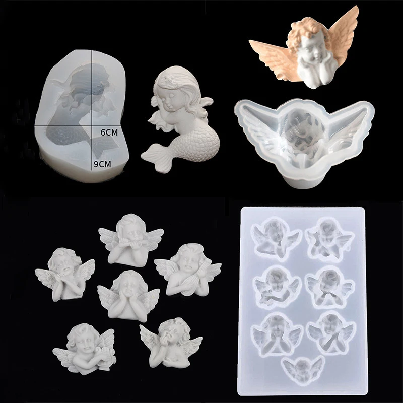 SNASAN Angel Mermaid Beauty Silicone Mold Crafts Jewelry Making Handmade Tool Charms Epoxy Resin Mould Home Decoration Ornaments