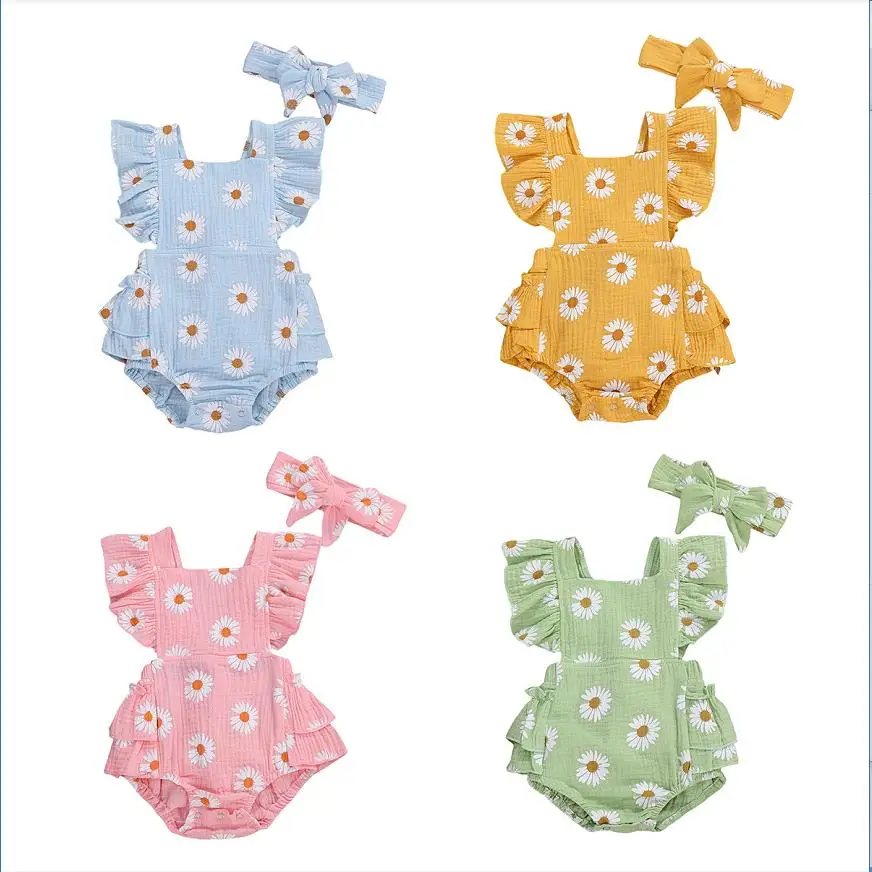 0-24M Newborn Baby Ruffles Floral Romper One Piece Backless Bodysuit Outfits