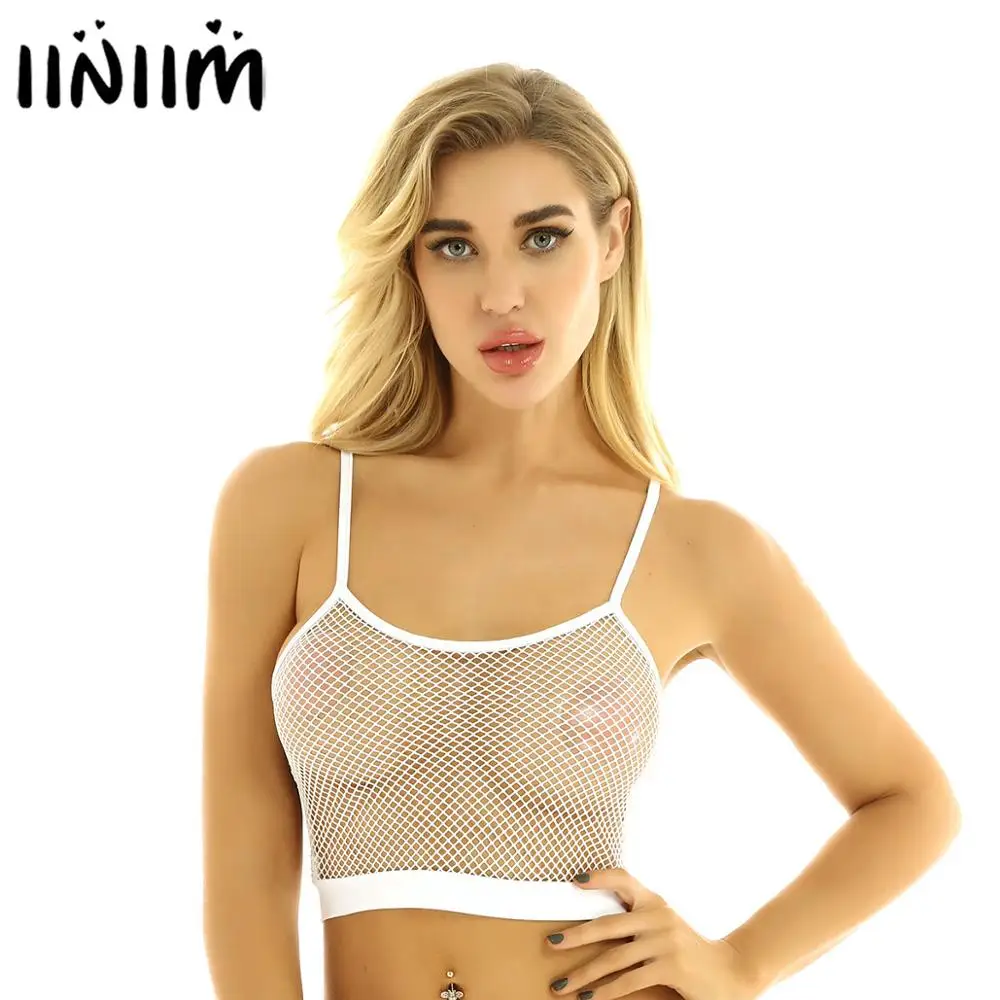 

Women Lingerie Tanks Summer Evening Top Club Party Clothing Hollow Out Crop Femme See-through Clubwear Short Vest Mesh Camisole