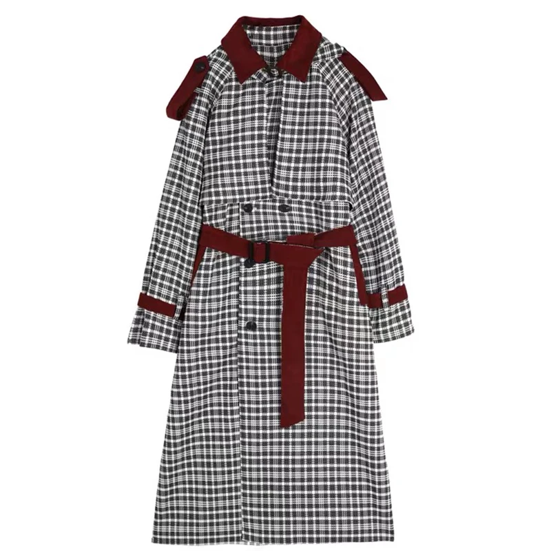 

2022 NEW Autumn Winter Houndstooth Plaid Woolen Jackets Fashion Women's Clothing Casual Winter Wool Coats Female Overcoats D130