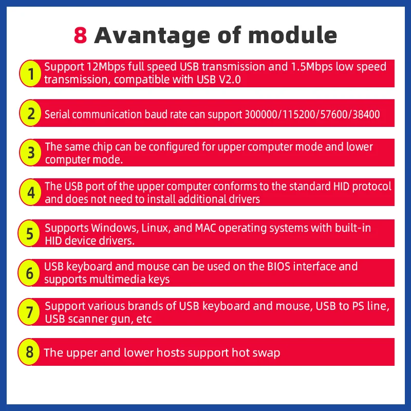 CH9350 USB Serial การสื่อสาร Contro โมดูล Evaluation Board HID เมาส์และคีย์บอร์ด Serial Port พัฒนาสำหรับ Arduino