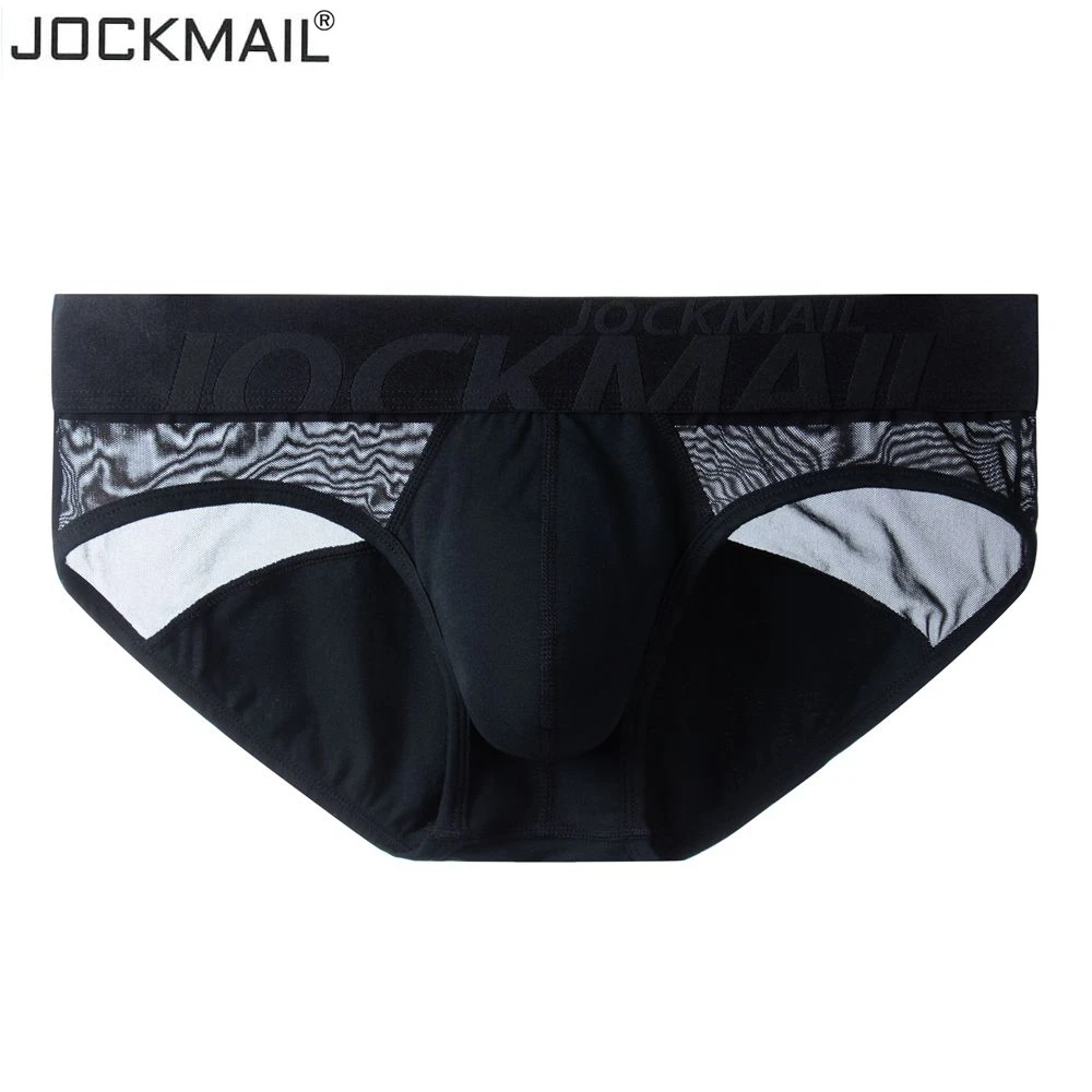 JOCKMAIL Sexy Gay Men Underwear Briefs Cotton Breathable Bikini Panties Men Sexi Transparent Homme Jock Straps Slip White Black