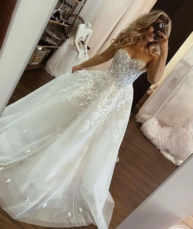 

Angelsbridep A-line Tulle Wedding Dresses Sweetheart Vestido De Novia Princess Bridal Gowns Formal Vestidos Elegantes Para Mujer