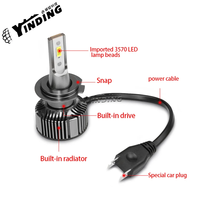 

YINDING 70 Вт h4 светодиодный h7 светодиодная лампа для передних фар 9-12 в 6000 лм K H11 автомобильная светодиодная лампа для передних фар