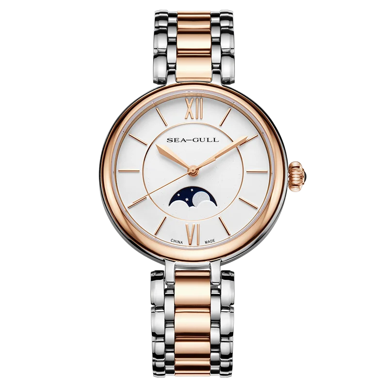 Gaivota-Relógio Mecânico Automático Feminino, Relógio Feminino, Escala da Fase da Lua, Moda Simples, Novo, Atualização de 2022, Armário de 29.6134 L