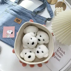 Women Real fur keychain Cute Wool Little White Dog Toy Soft Pom Pom Key ring Bag Keychain Car Metal Key Trinket Gift Pendant