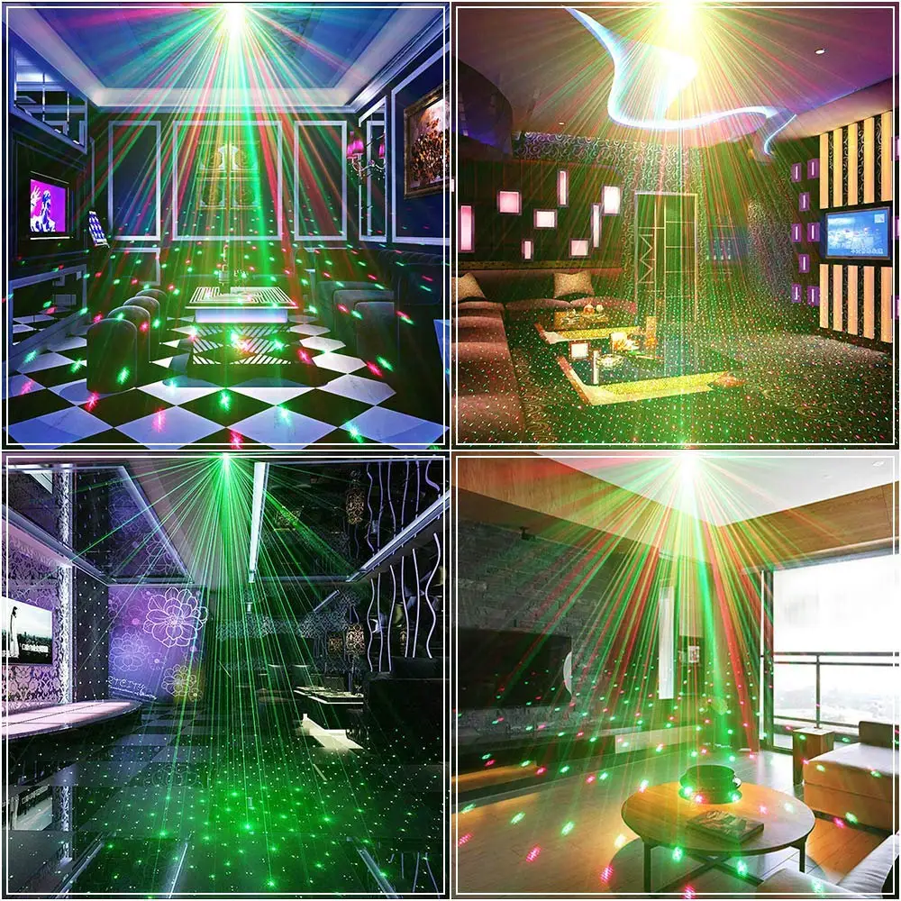 DJ Disco Party Light LED lampeggiante effetto palcoscenico luce verde rosso controllo vocale faretto lampada per natale Wedding Bar Beam Lamp