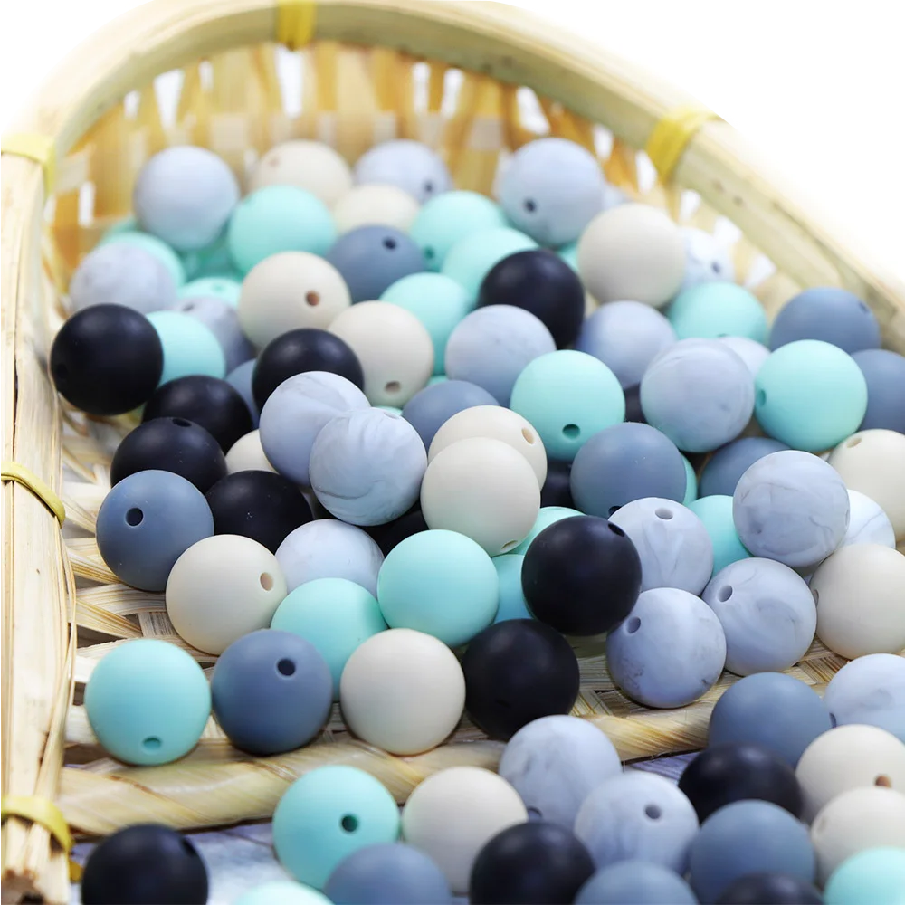 BOBO.BOX 15mm 100pcs/lot Silicone Beads Baby Teething Beads Baby Teether Safe Food Grade Nursing Chewing Round Fashion Beads