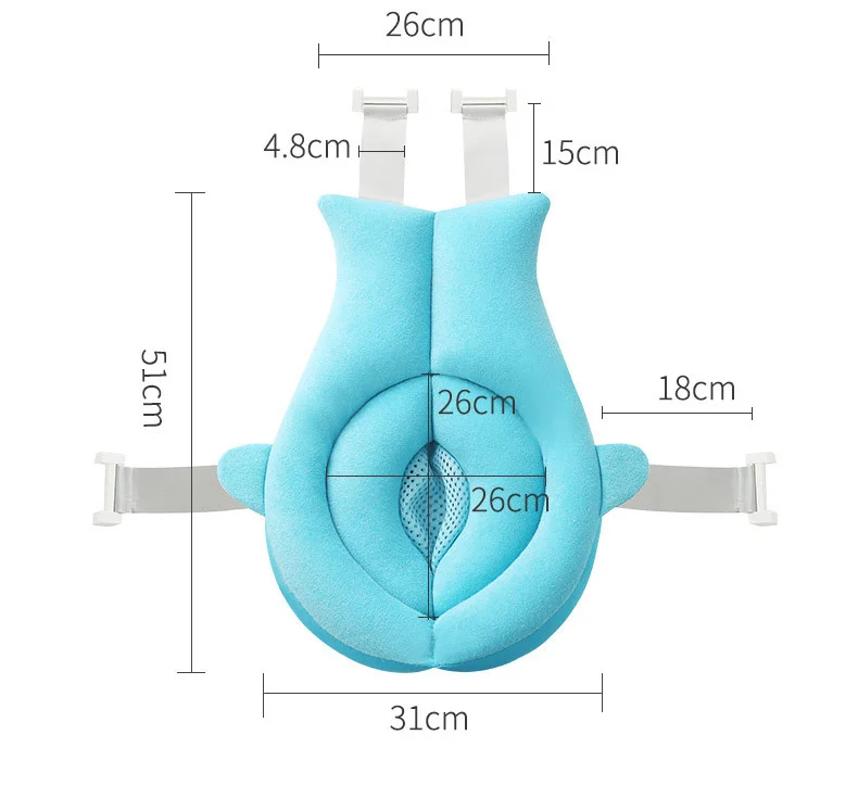 Cojín plegable con forma de tiburón para ducha de bebé, bañera con flores florecientes para recién nacido, almohadilla de baño de piel portátil,