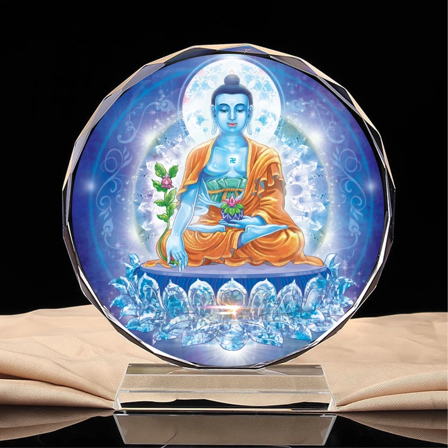 Buddhist statues, glazed light portraits of Medicine Guru Tathagata Buddha, holy statues, crystal decorations, craft products