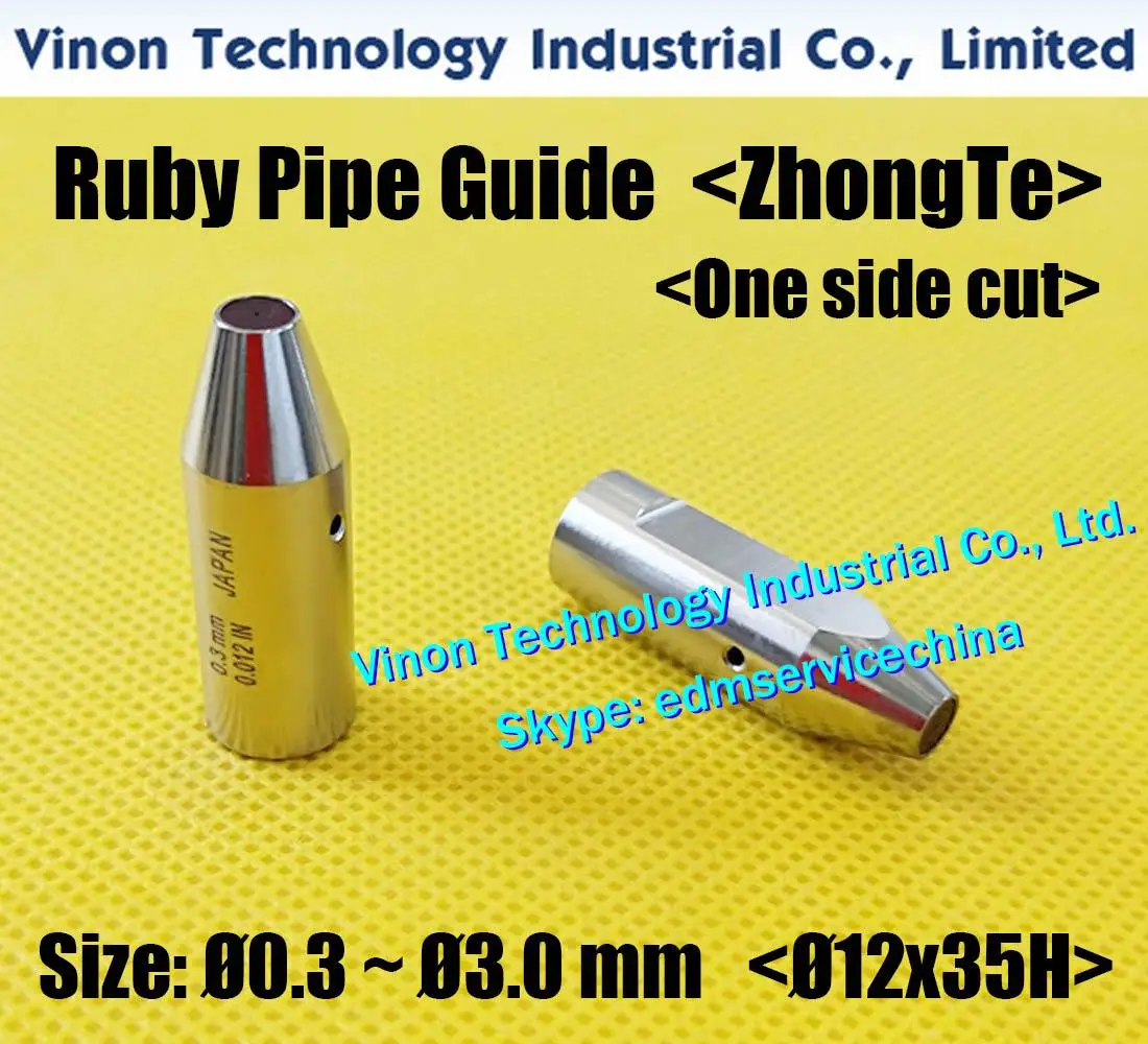 ZhongTe Ruby Guide Ø0.3-Ø3.0mm (D12x35H One Side Cut) ZZ140 Stainless Steel Case+Ruby Insert for Small Hole EDM Machine ZhongTek