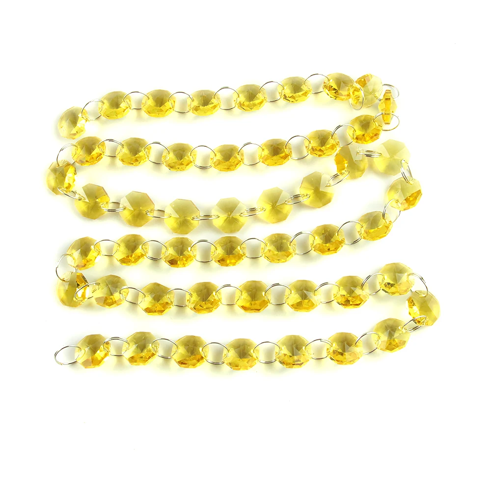 

10m/50m Topaz Glass Beads Crystal Chandelier Lamp Octagon Chain Garlands Wedding & Party Decor