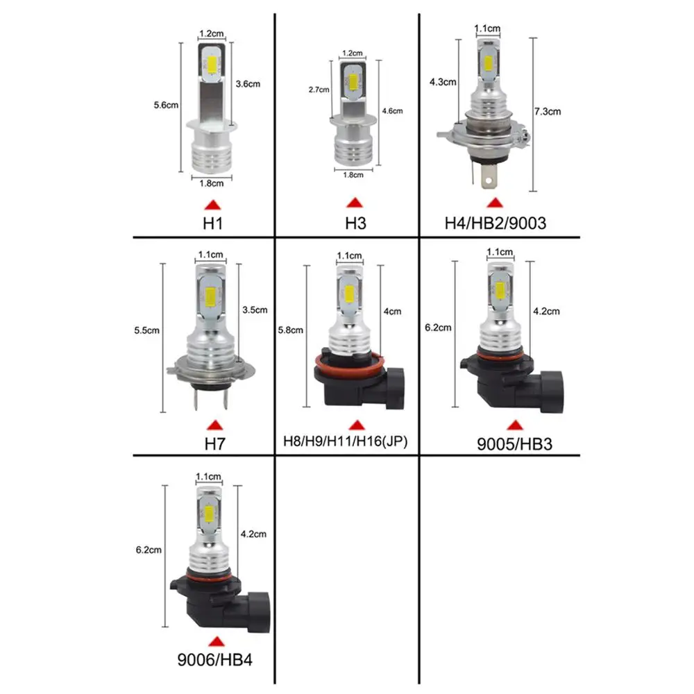 2Pcs H4 H7 H11 H1 Motorcycle Car Headlight DRL Moto 3570 CSP SMD LED Bulbs Lights 3000K 6500K 8000K Motobike Scooter Lamps