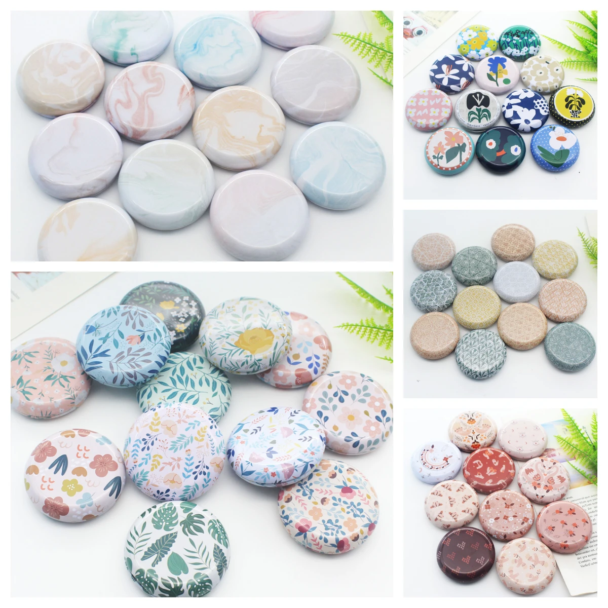 1PC Retro Flower Mini Round Portable Coins Pill Tinplate Box Cosmetic Jewelry Storage Case Candy Gift Box Home Sewing Kit Box