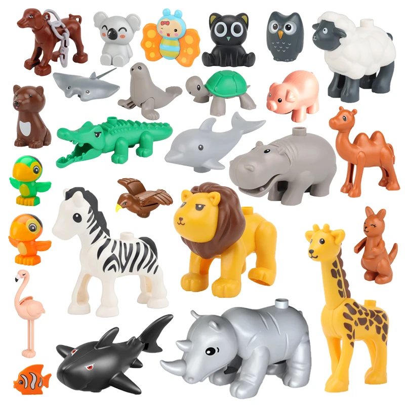 Multiple Styles Big Size Building Blocks Animals Accessories Figures Farm Zoo DIY Bricks Education Assemble Toys For Children