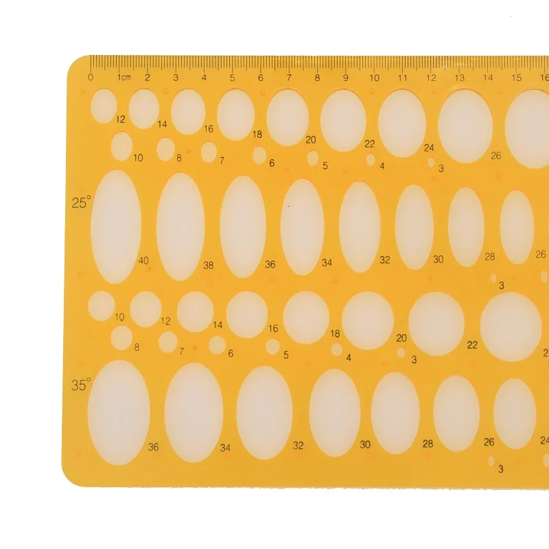 25cm Ellipse Oval Stencil Template Art Design Drawing Aid Tool Including 25 30 35 45 Degree School Math Ruler