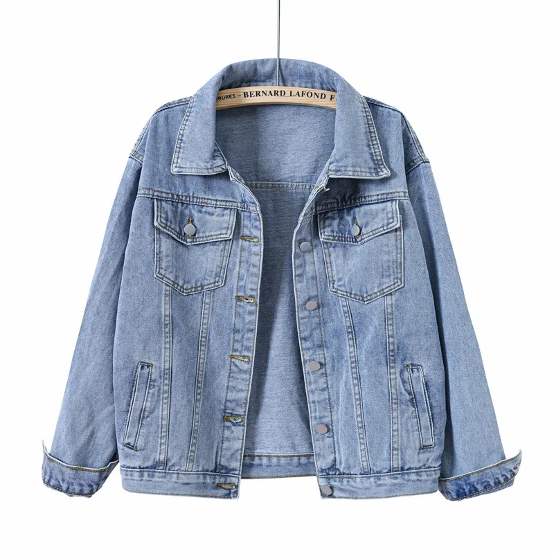 Solid Short Women's Denim Coat Spring Autumn Female Loose Jeans Jacket Purple Student Casual Outwear White Pink Yellow Red Black