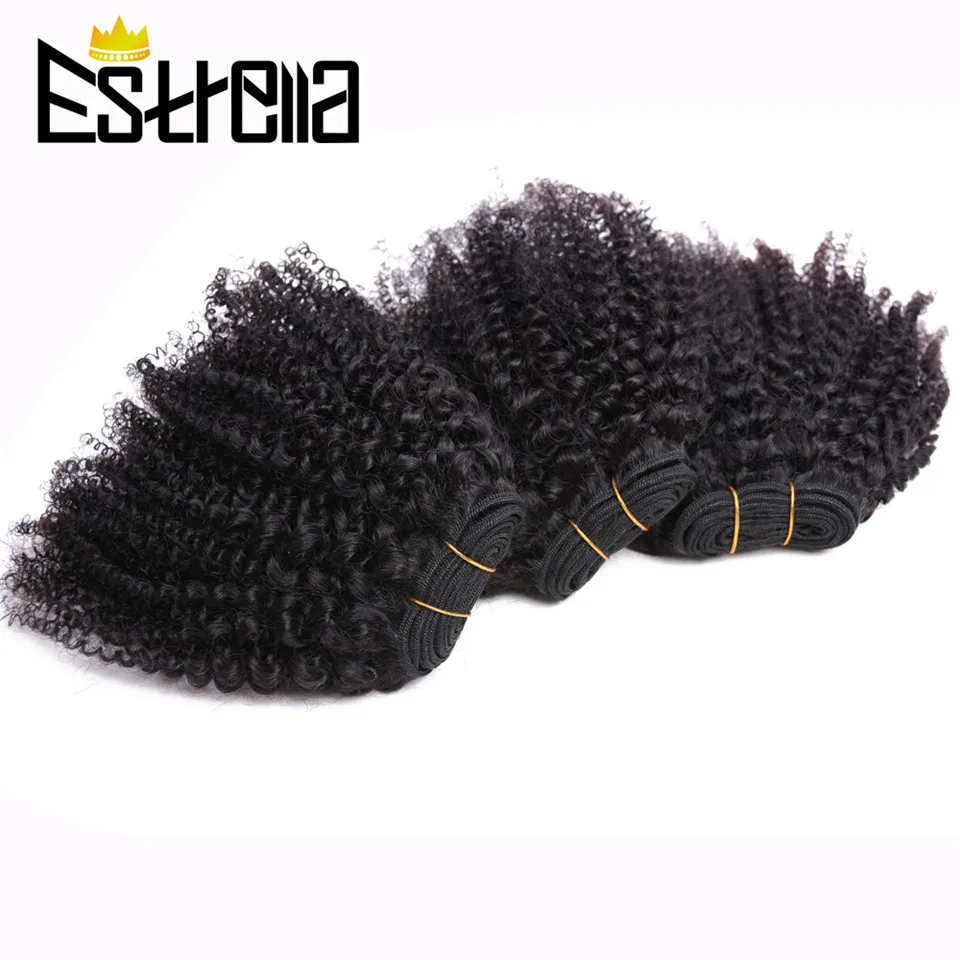 Mechones de cabello rizado Afro, extensiones de cabello humano 100% Remy, 6 unids/lote, mongol