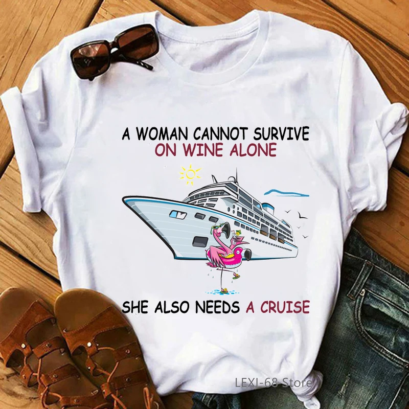 A Women Can'T Survive On Wine Alone Letter Print T Shirt Women Kawaii Dogs Tshirt Female Harajuku Shirt Summer Tops Tee Shirt