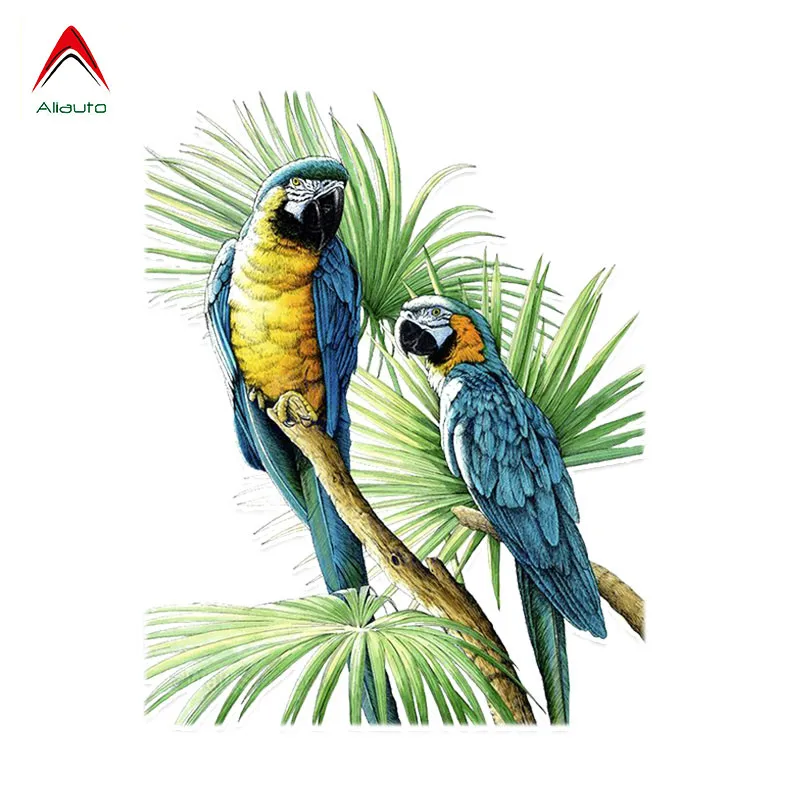 Aliauto Creative Car Sticker Beautiful Two Parrot Decor Personalized High Quality Accessories PVC Decal for Tiguan,14cm*11cm