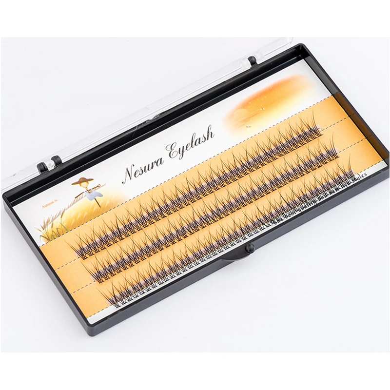 The latest Korean pop fishtail type Fashion dovetail fly eyelash Two long middle short plant grafting false eyelashes wholesale