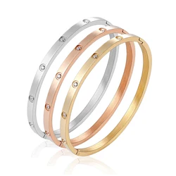 Beautiful Lovers Bracelets Woman Bracelets Stainless Steel Bangles and Bangles Cubic Zirconia Golden Woman Jewelry Gifts