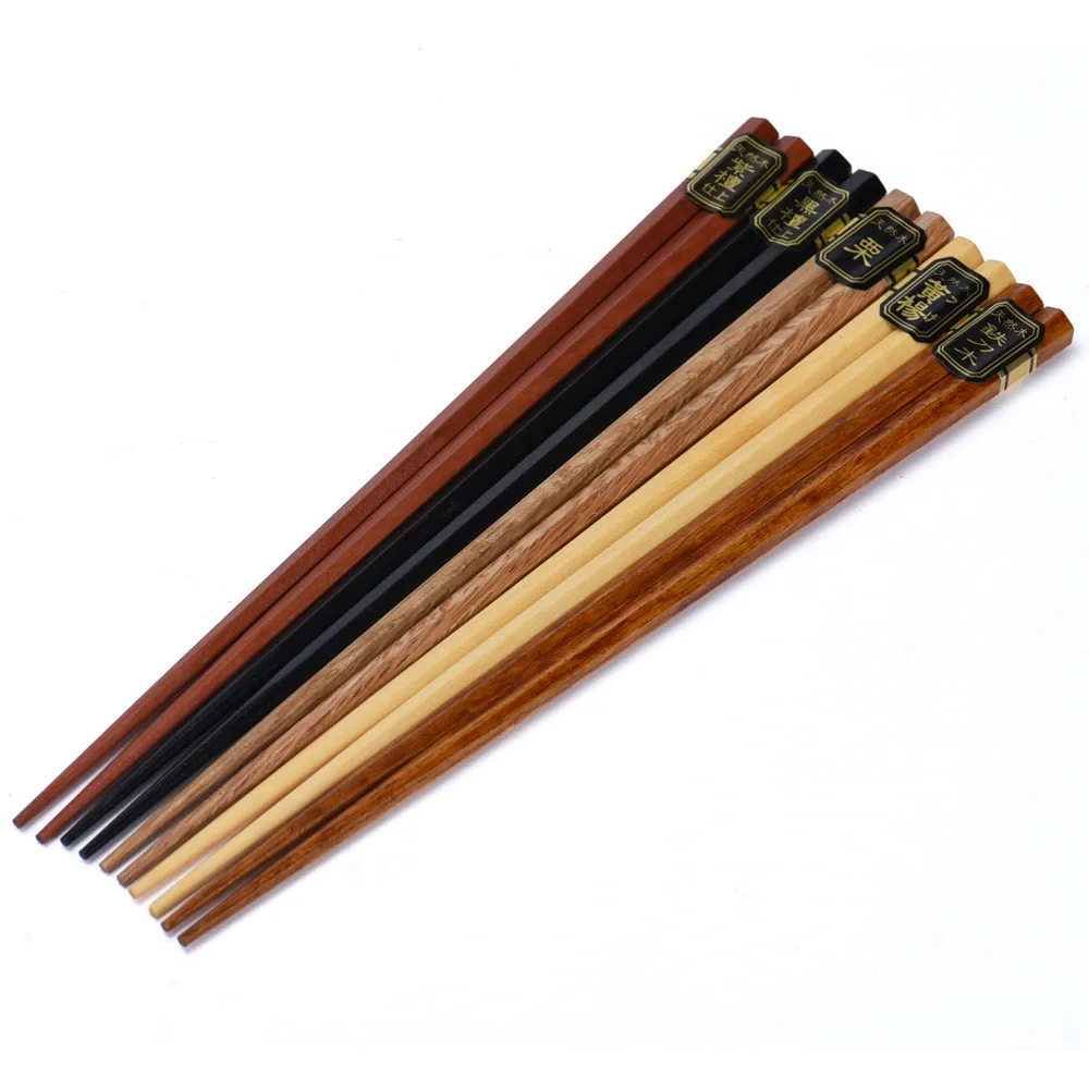 5 Pair Janpanese Korean Food Wooden Chopsticks Reusable Natural Beech Chopsticks Chinese Set Palillos Japanese Gift Pack